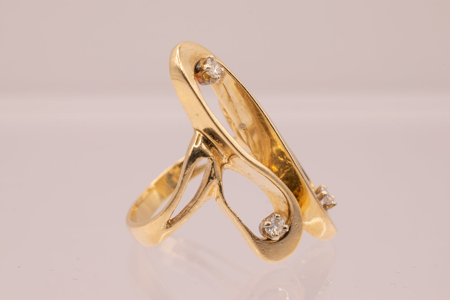 Retro 14k Freeform Diamond Ring