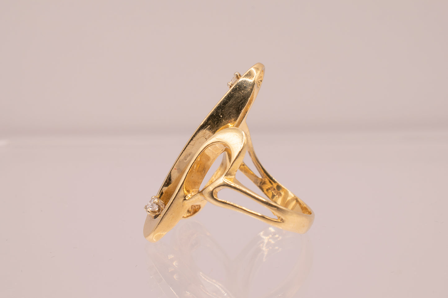 Retro 14k Freeform Diamond Ring