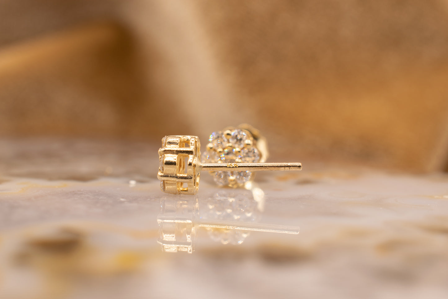 14k Diamond Flower Cluster Earrings