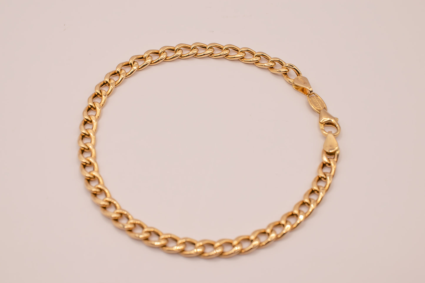 Vintage 14k Yellow Gold Curb Chain Curb Link Bracelet 7 Inches