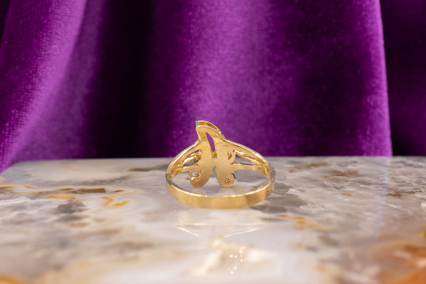 Vintage 10k Two-Tone Yellow And White Gold Cursive Letter "A" Initial Ring