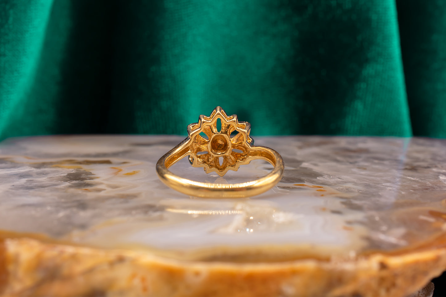 Vintage 18k Yellow Gold Sunflower Bypass Ring Size 6