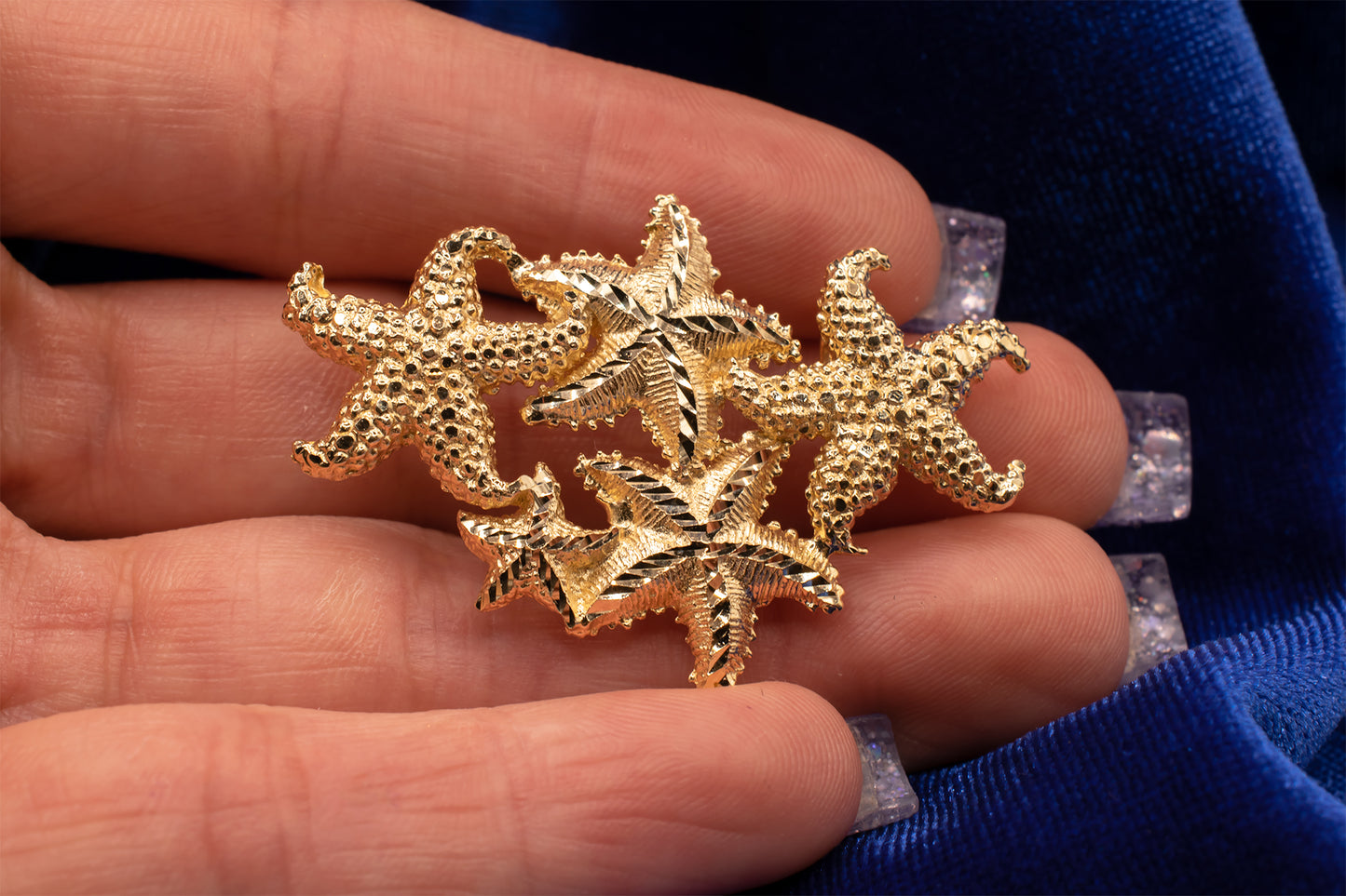 Vintage 14K Yellow Gold Starfish Ocean Theme Slide Pendant