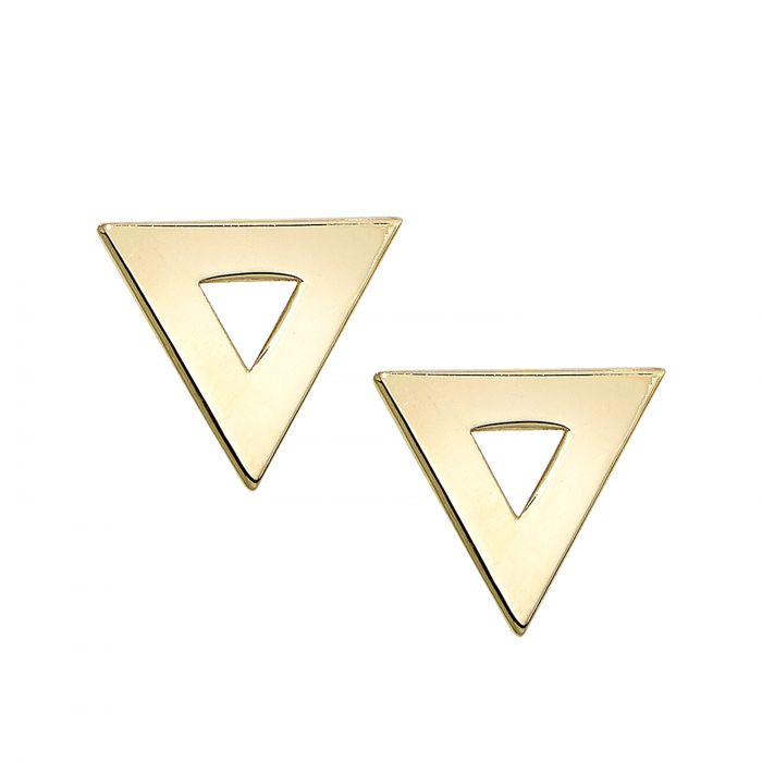 14K Gold Open Triangle Stud Earring