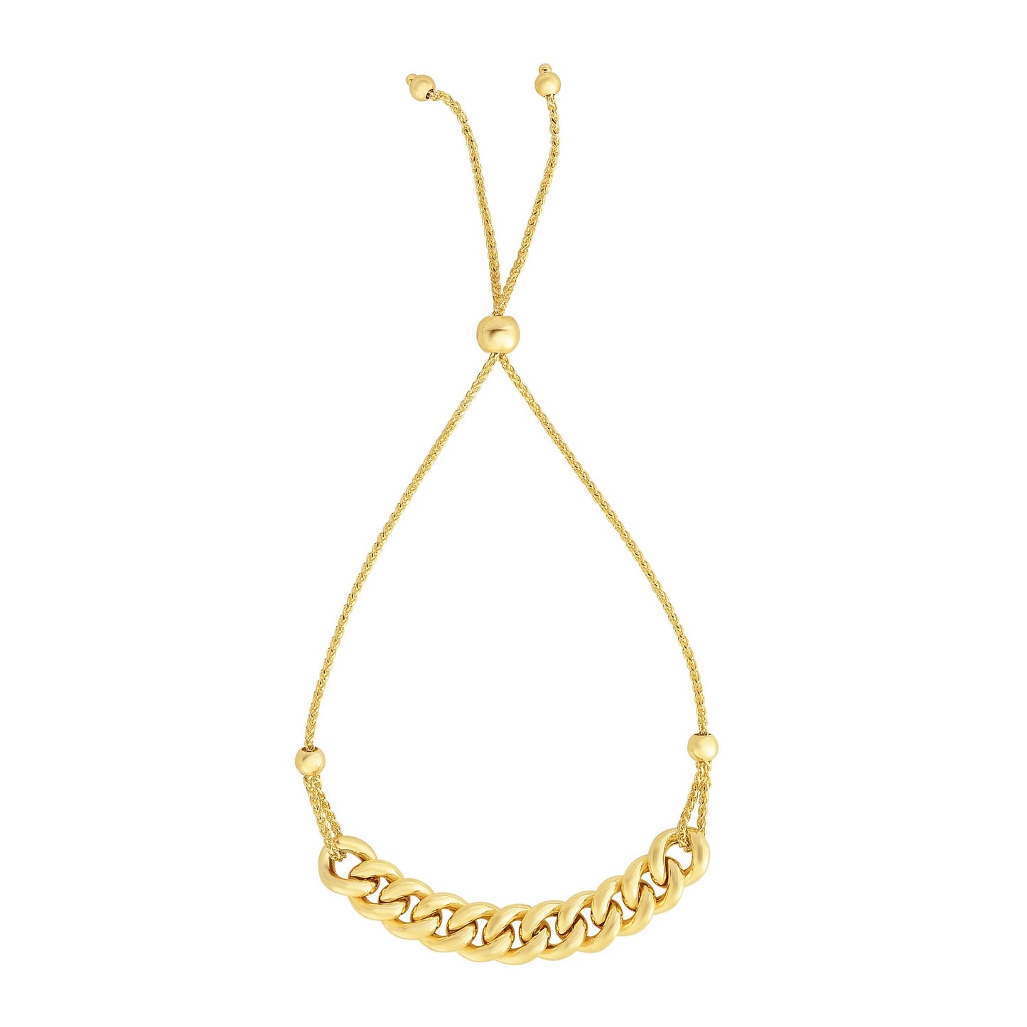 14K Gold Curbed Chain Bolo Bracelet