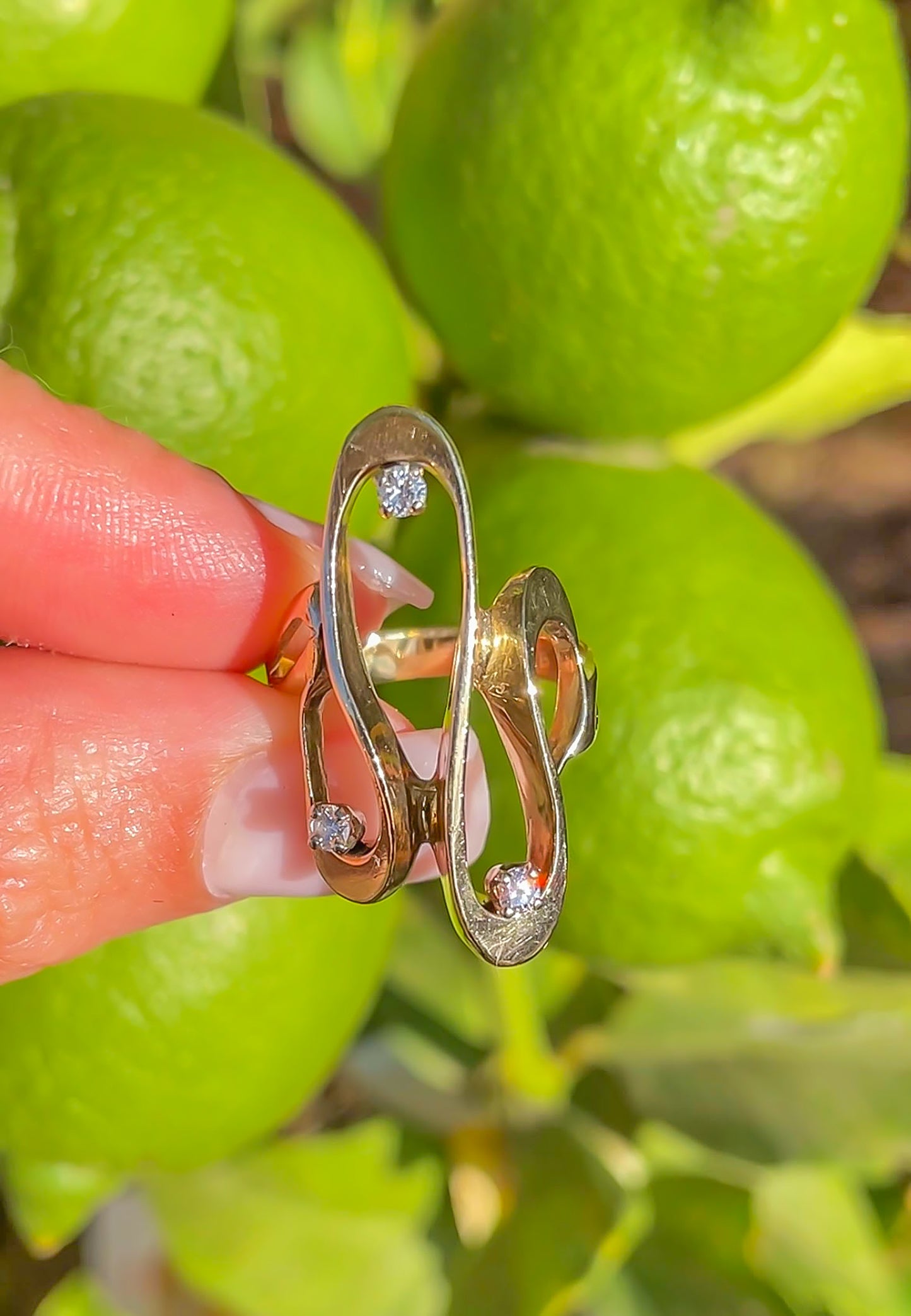 Retro 14k Freeform Diamond Ring