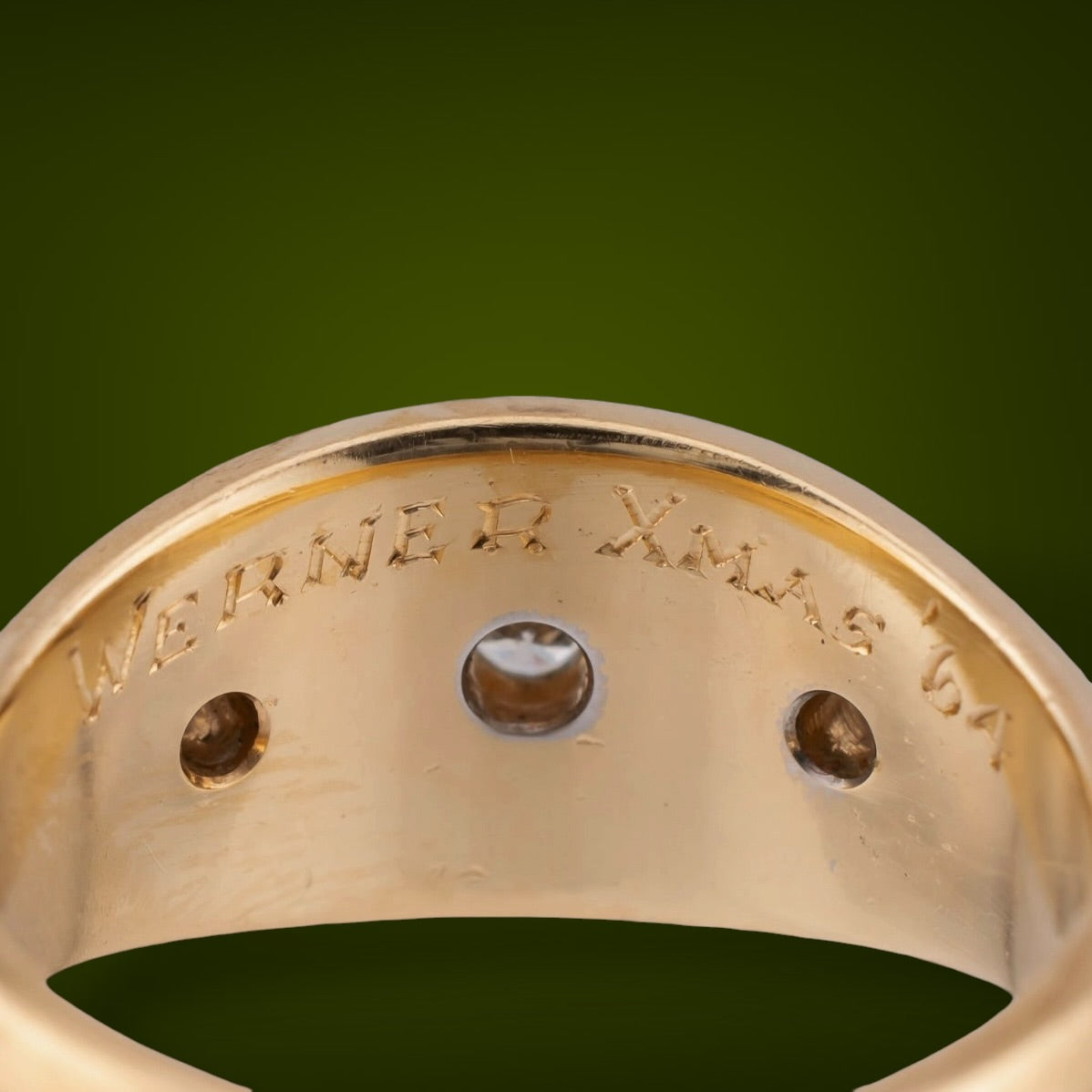 Vintage 1960s 14K Gold Diamond Ring Mid Century Wide Band Size 7.75