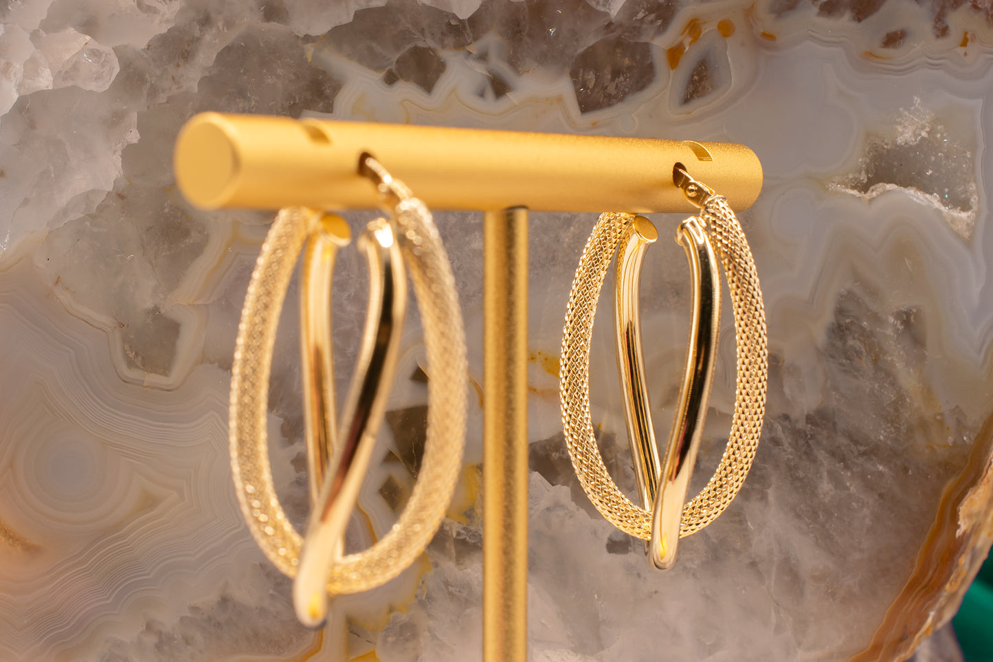 Vintage Estate 14k Yellow Gold Diamond Cut and Polished Finish Drop Twisted Hoop Latch Back Earrings