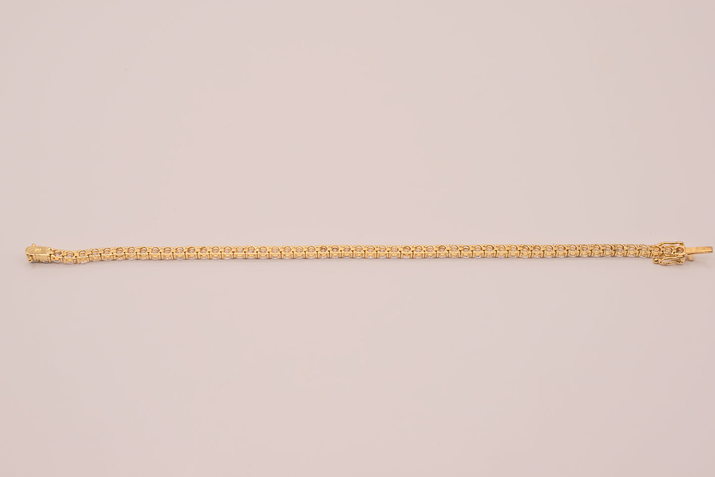 Vintage 14k Yellow Gold Diamond Simulant Cubic Zirconia Tennis Bracelet 7 Inches 9.90 Carats
