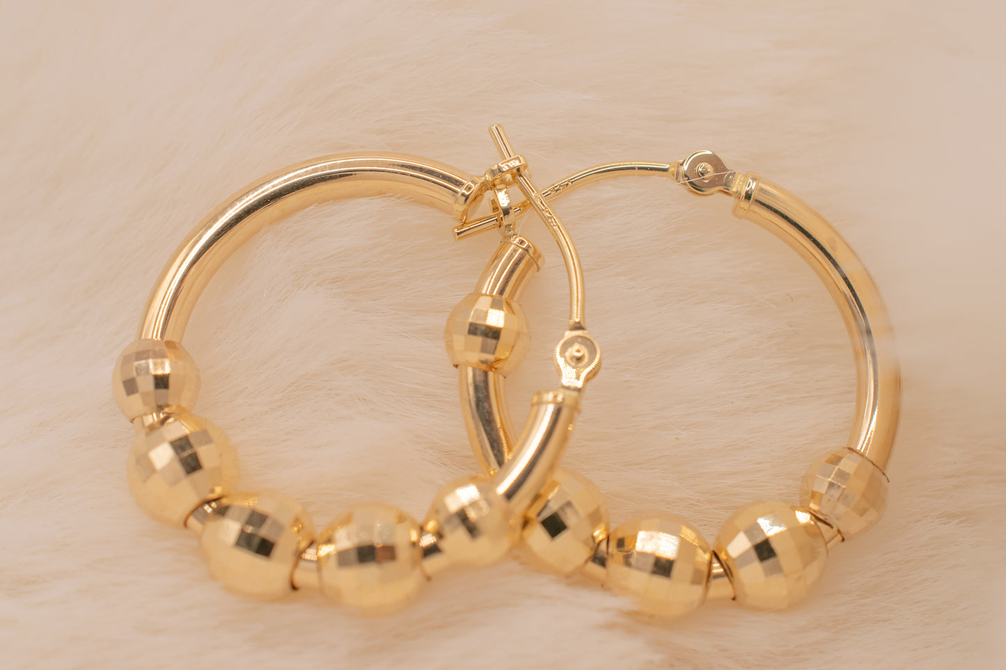 Vintage Estate 14k Yellow Gold Disco Ball Small Hoops 20mm