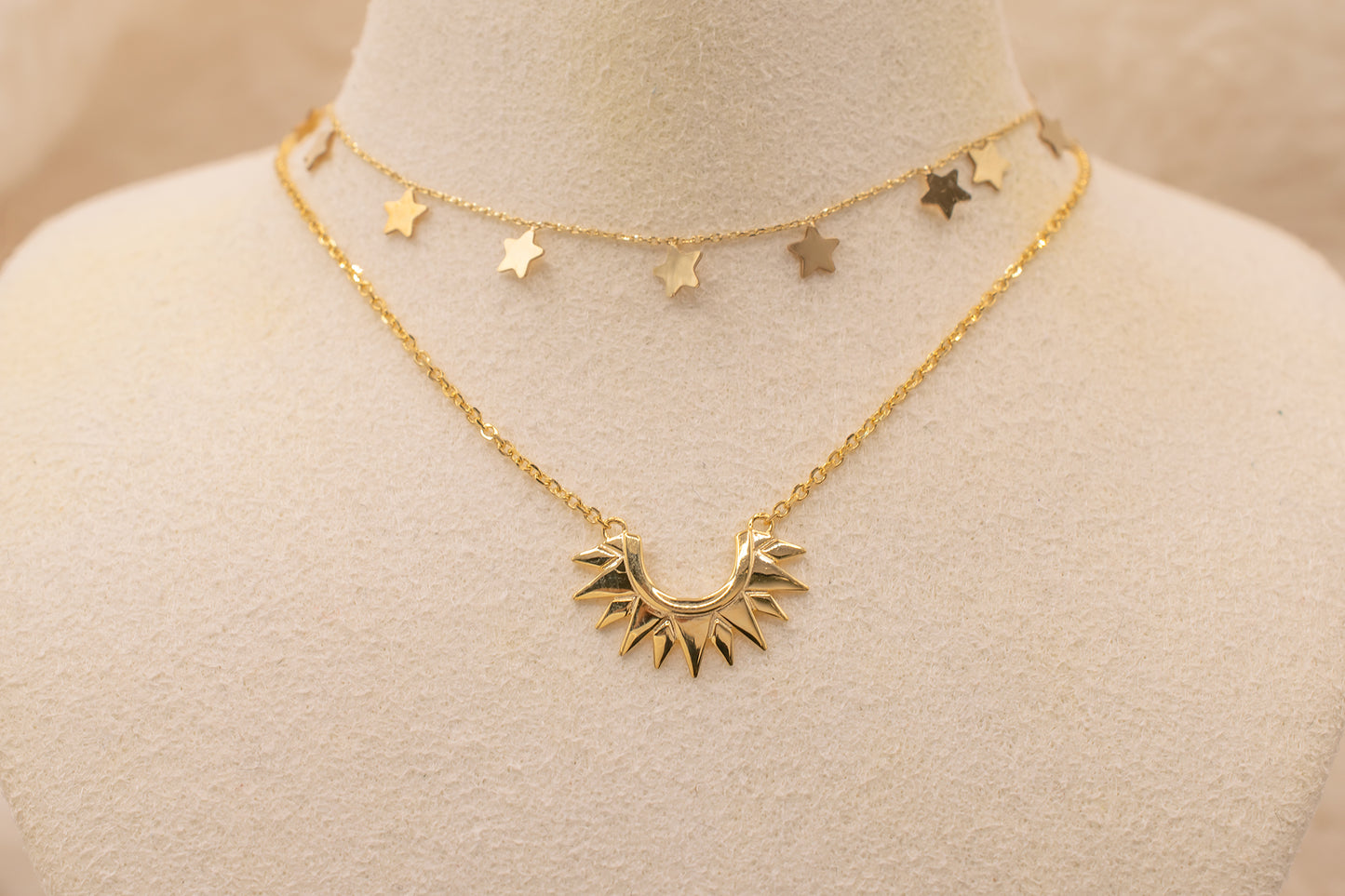 Dainty 14K Yellow Gold Adjustable Length Dangling Star Layering Necklace