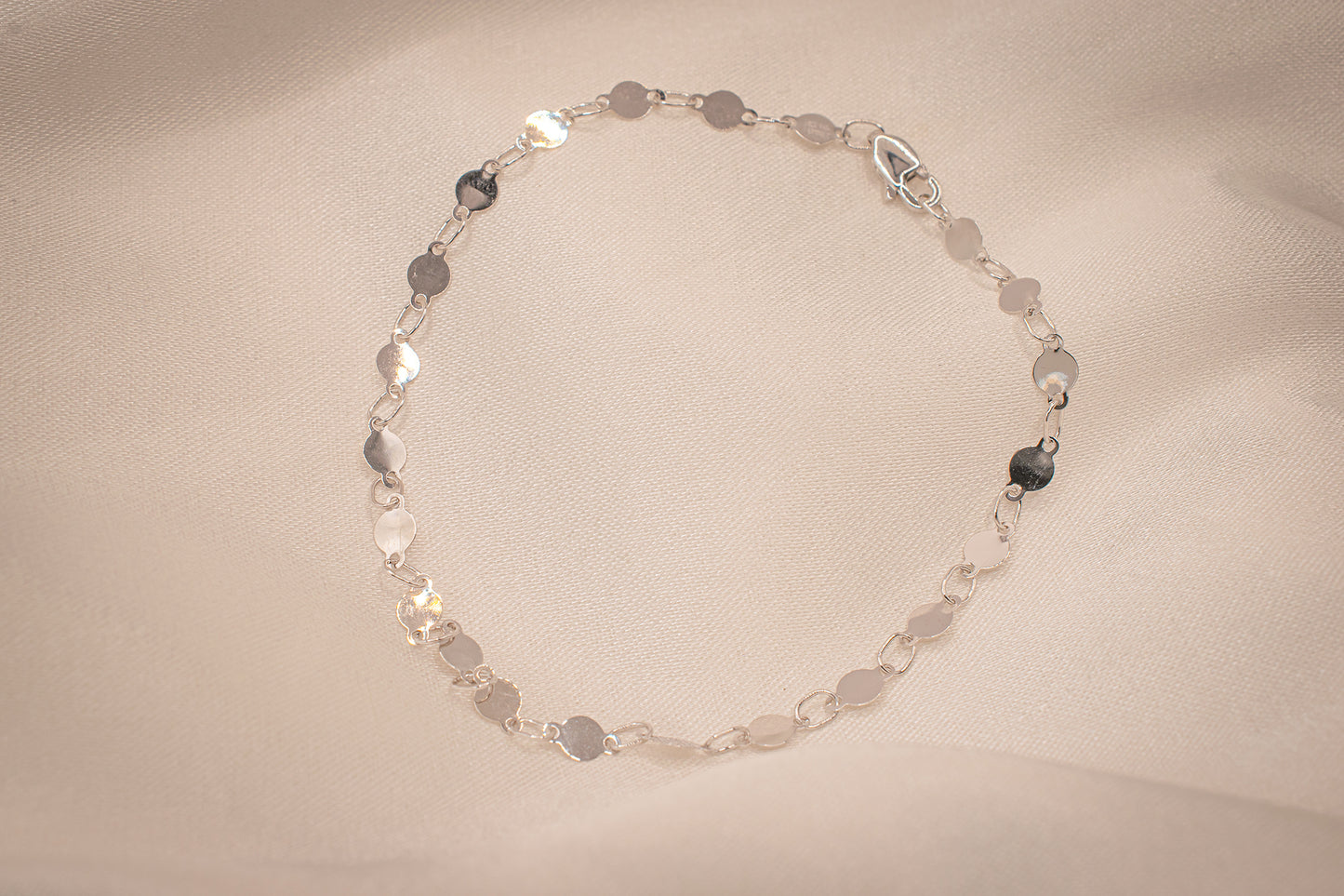 14KT White Gold Reflective Mirror Bracelet 7 Inches 4mm