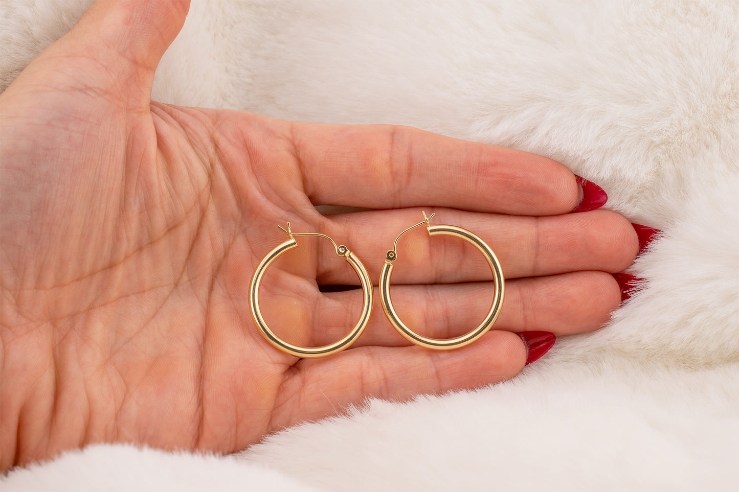 Vintage 10KT Yellow Gold Hoop Earrings 26mm