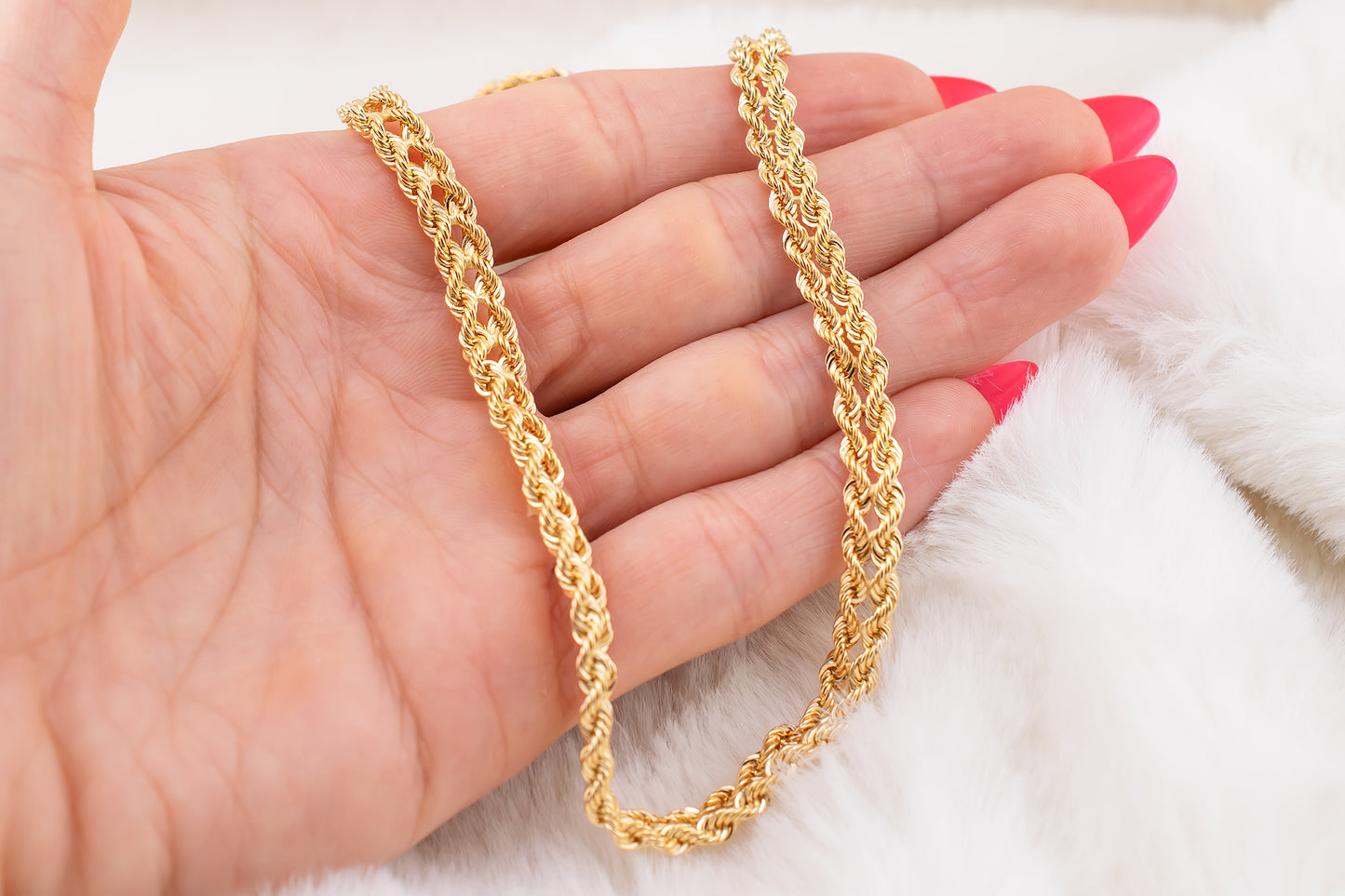 Vintage Estate Unisex 14 Karat Yellow Gold Double Rope Chain Necklace 17.5 Inches Long, 6mm Wide