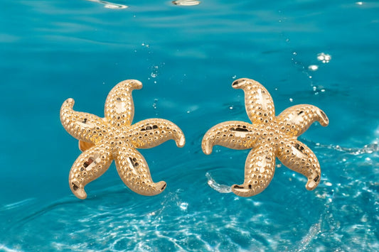 Vintage 14 Karat Yellow Gold Starfish Stud Earrings