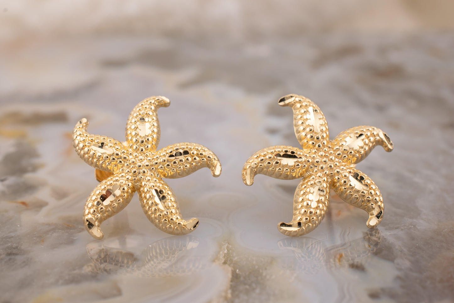 Vintage 14 Karat Yellow Gold Starfish Stud Earrings