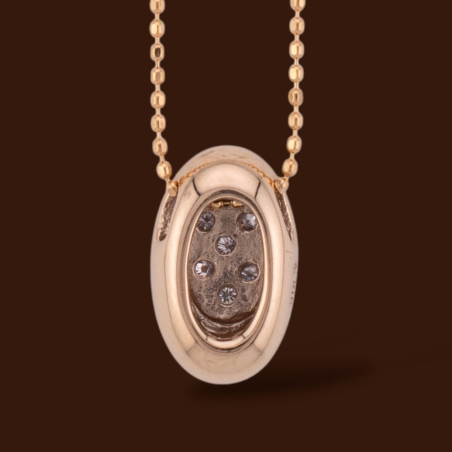 18K Rose Gold 0.10 CTW Diamond Oval Slide Pendant Adjustable Necklace