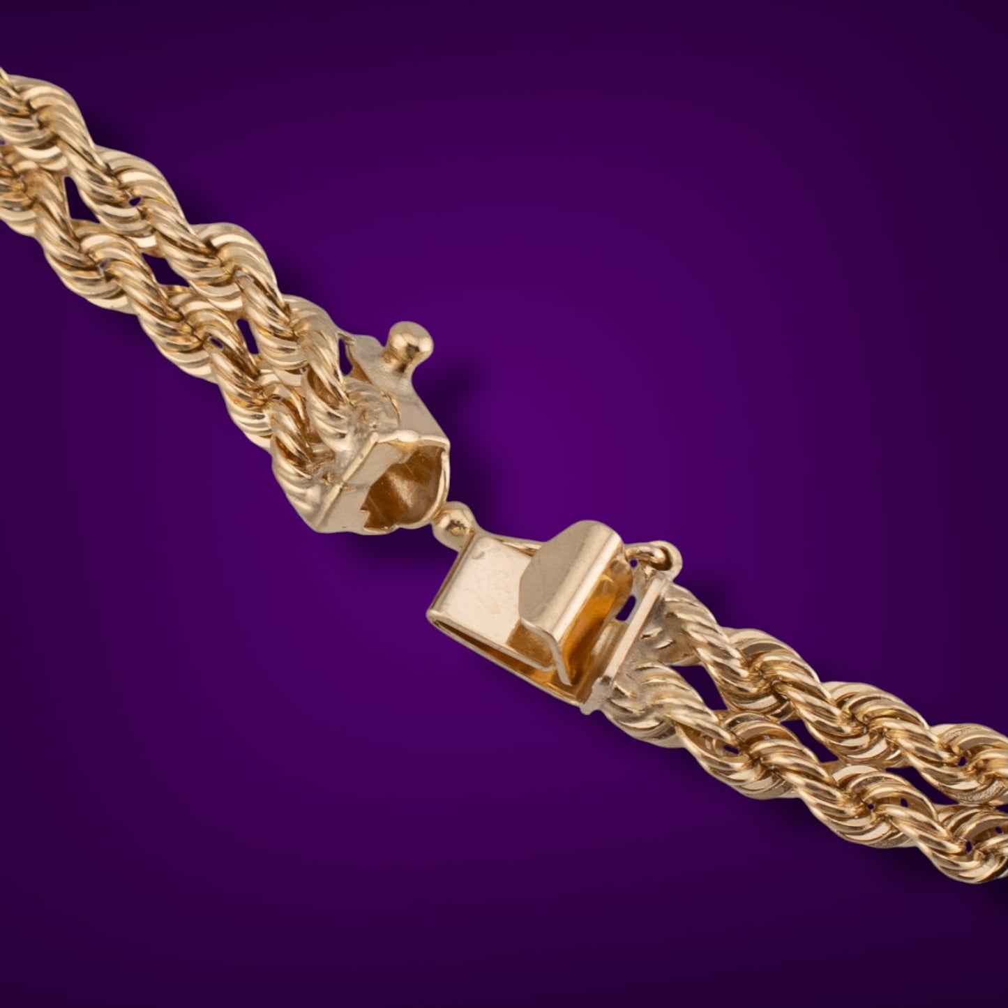 Vintage 14K Yellow Gold Double Rope Chain Diamond Bracelet 0.36ctw 6.25"