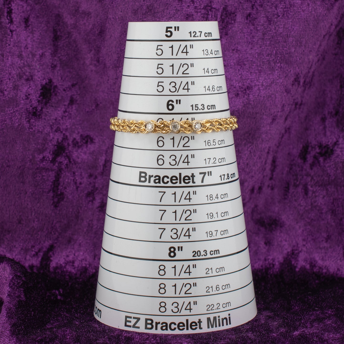 Vintage 14K Yellow Gold Double Rope Chain Diamond Bracelet 0.36ctw 6.25"