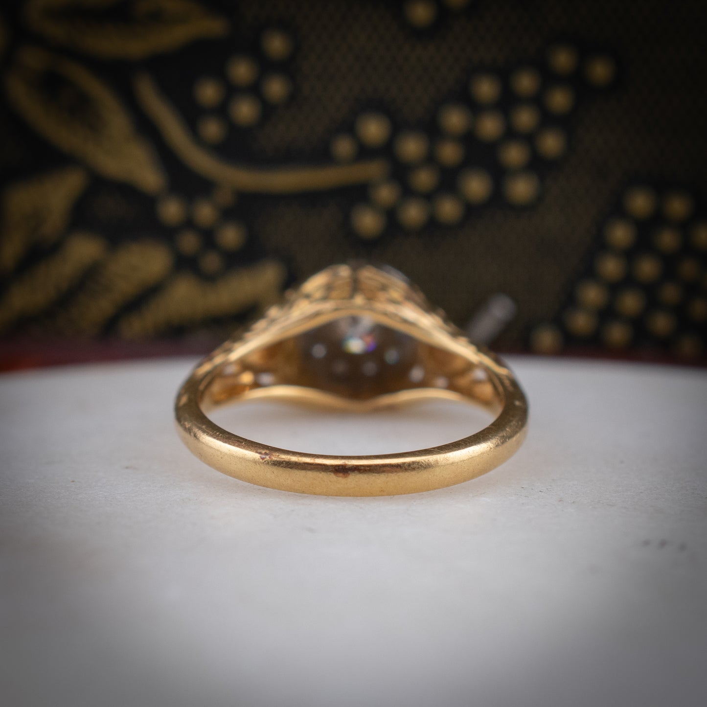 Art Deco 1920s-30s 18K Gold Platinum 0.33ctw Diamond Cluster Ring Transitional Cut Size 6