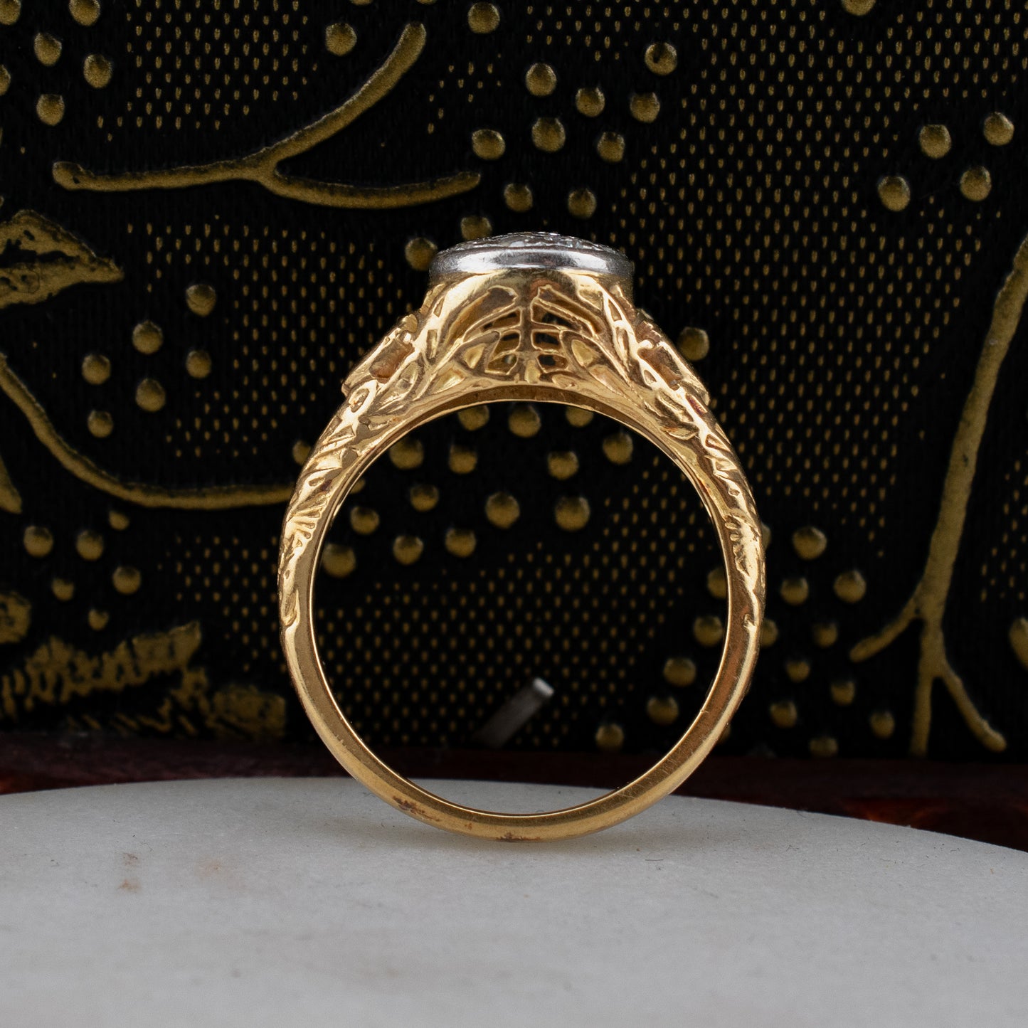Art Deco 1920s-30s 18K Gold Platinum 0.33ctw Diamond Cluster Ring Transitional Cut Size 6