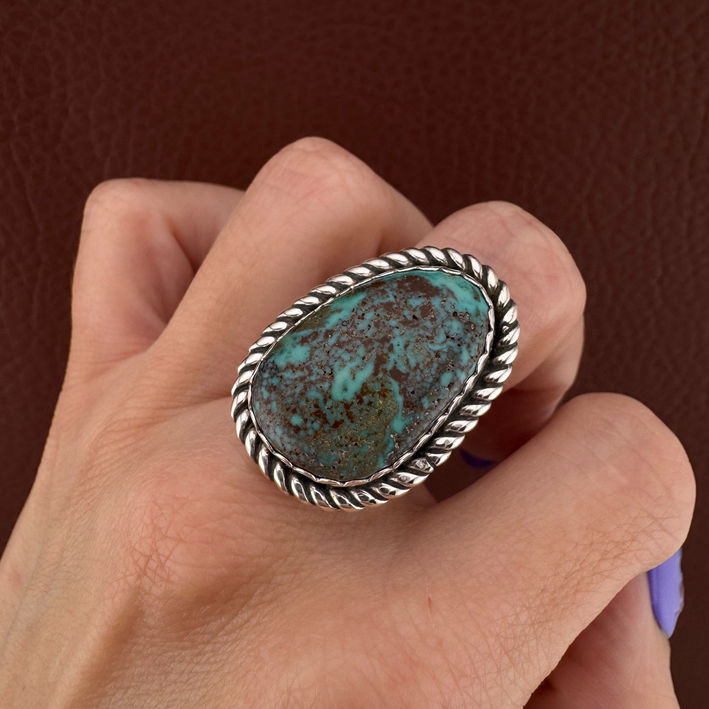 Vintage Sterling Silver Turquoise Southwestern Statement Signed Ring