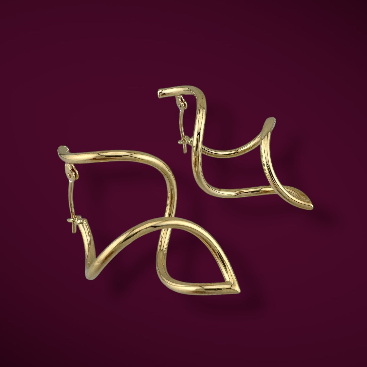 Vintage 14K Yellow Gold Spiral Twist Hoop Earrings 1.7g 1.27" 19mm