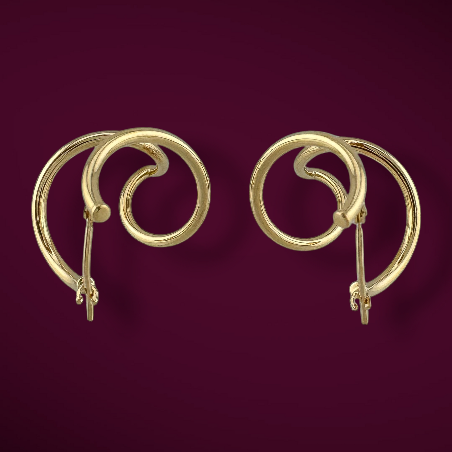 Vintage 14K Yellow Gold Spiral Twist Hoop Earrings 1.7g 1.27" 19mm