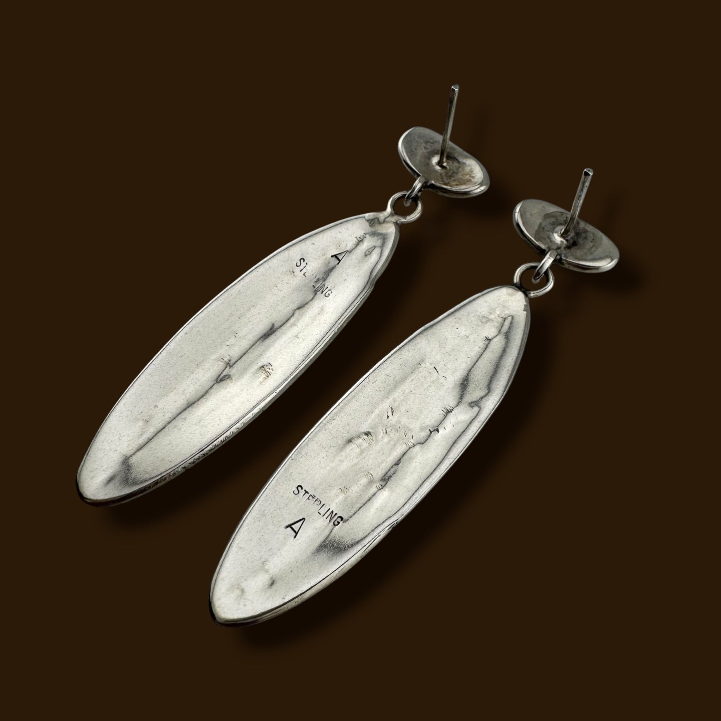 Vintage Sterling Silver Southwestern Sunburst Dangle Earrings