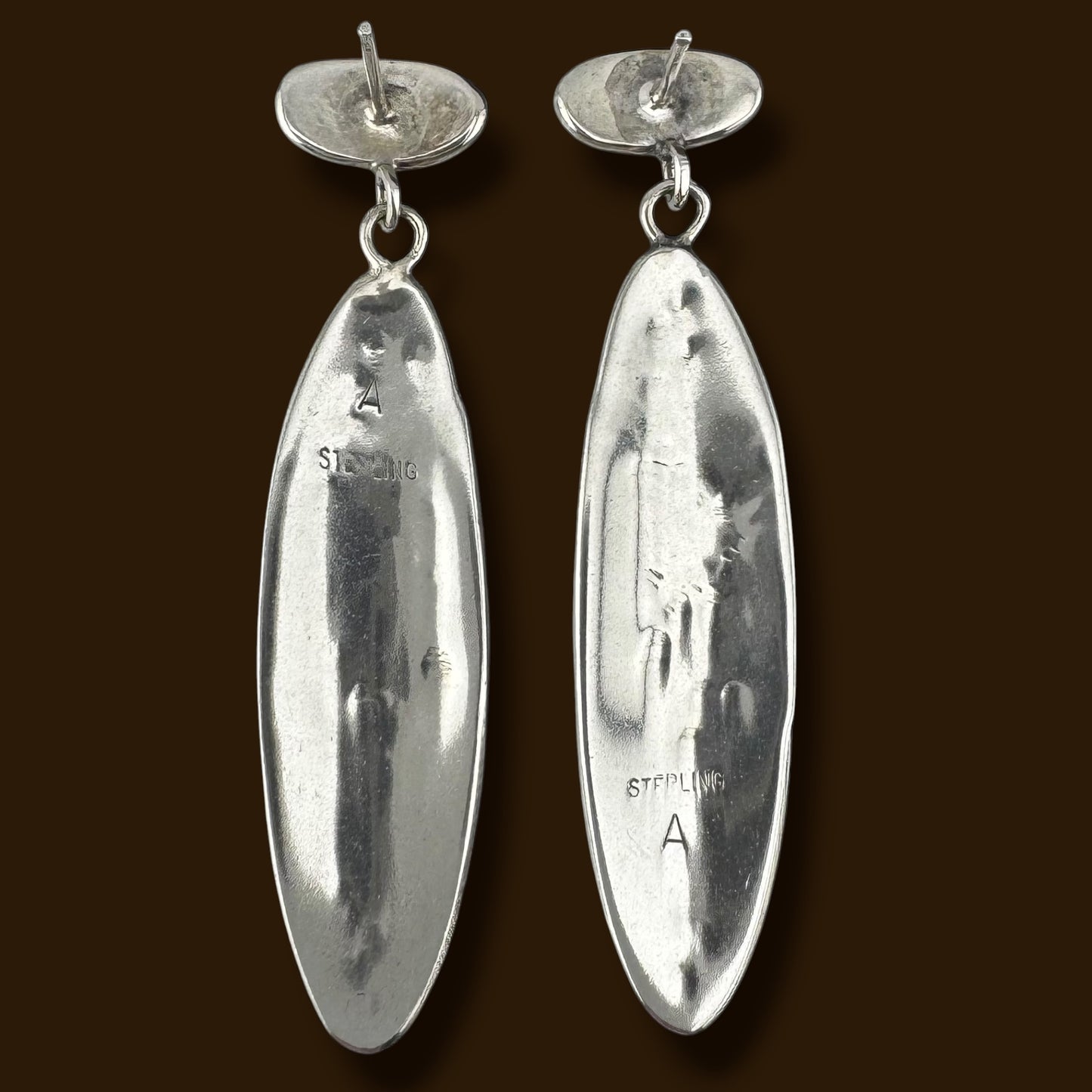 Vintage Sterling Silver Southwestern Sunburst Dangle Earrings