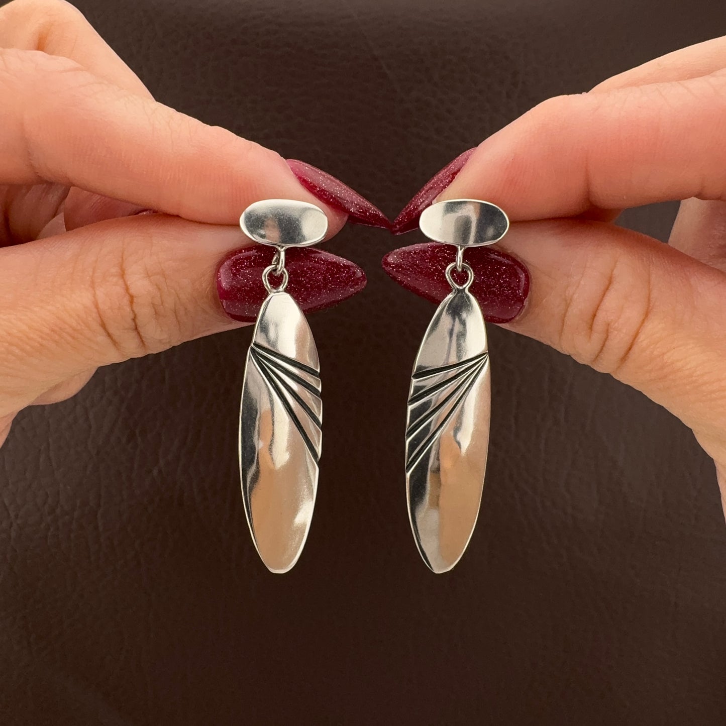 Vintage Sterling Silver Southwestern Sunburst Dangle Earrings