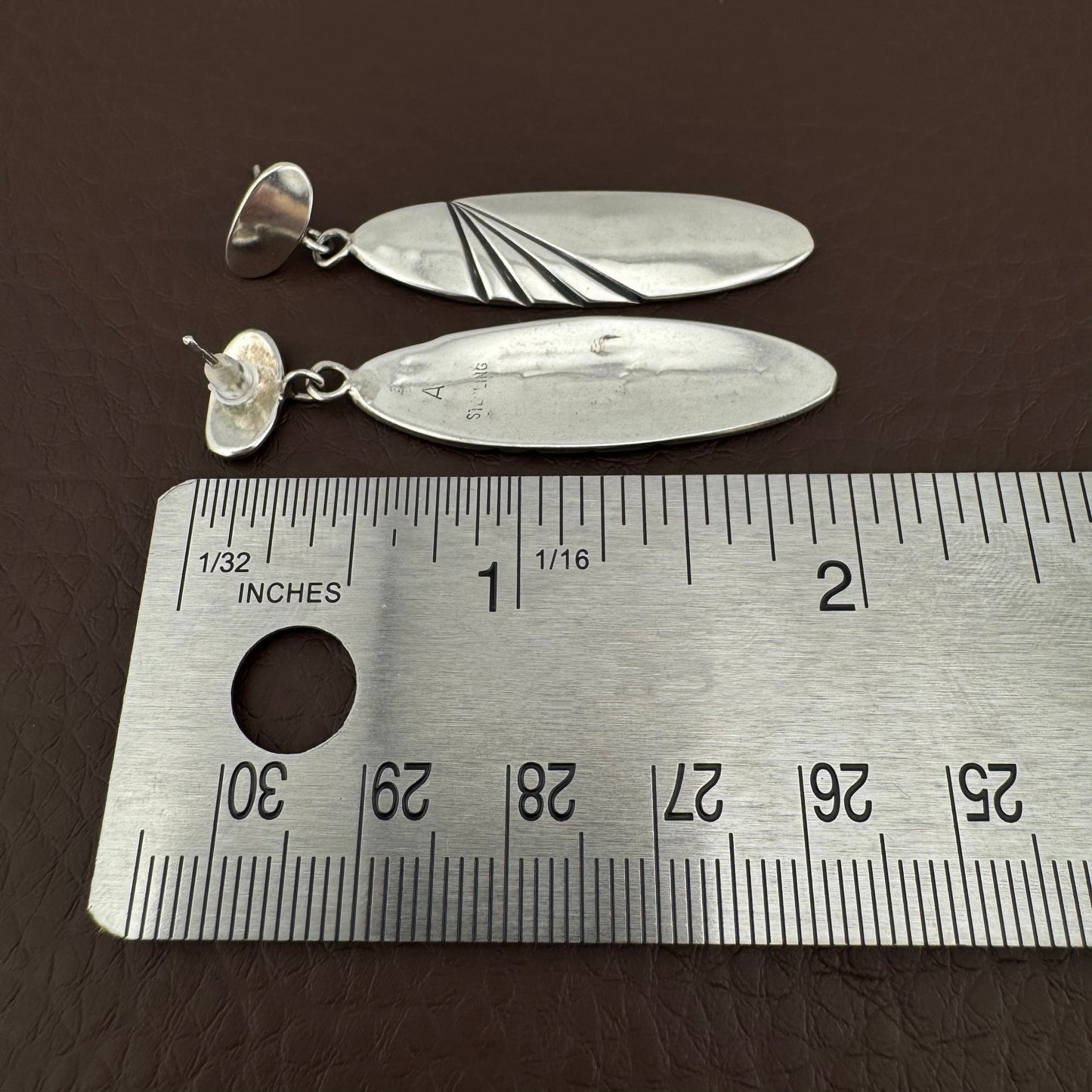 Vintage Sterling Silver Southwestern Sunburst Dangle Earrings