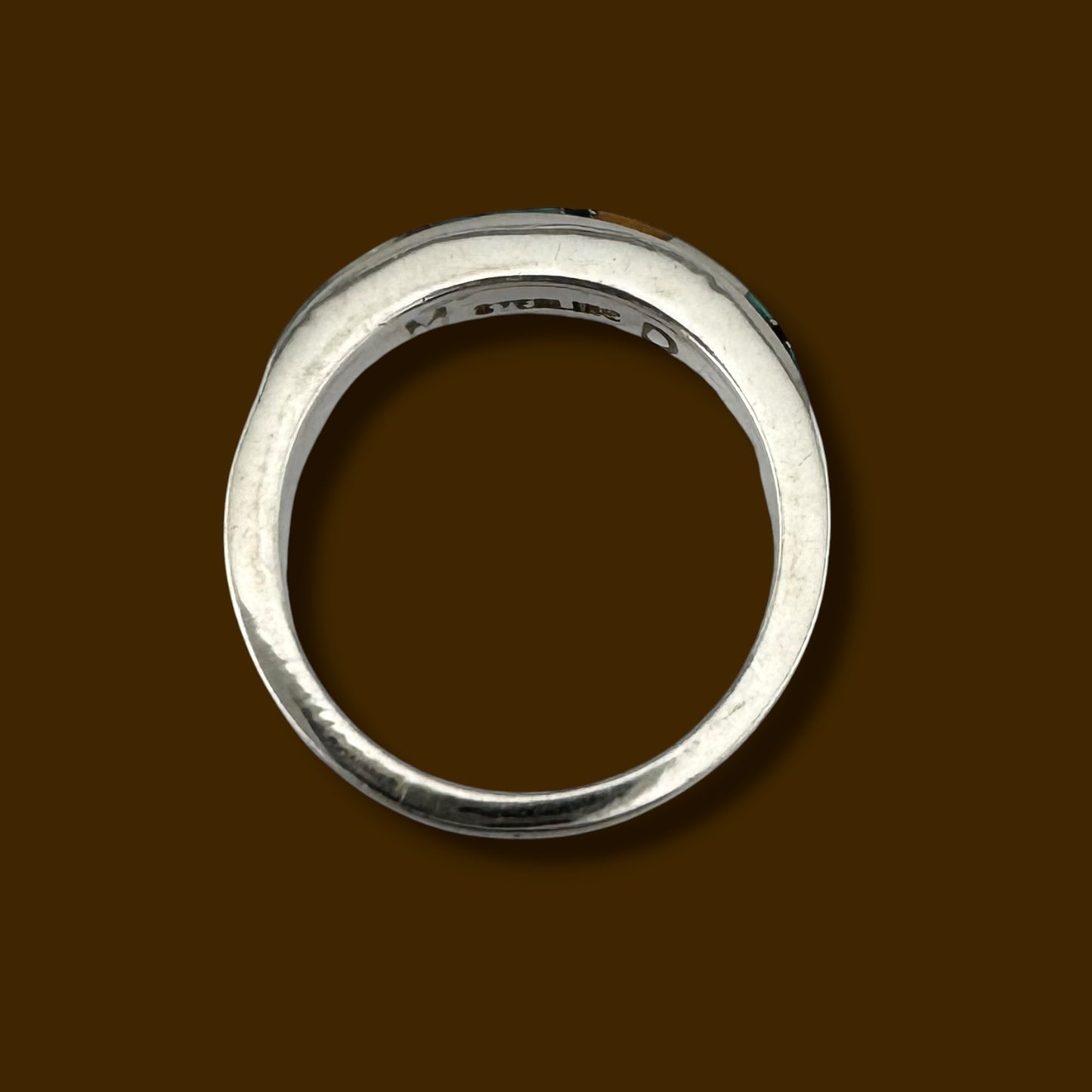 Vintage Sterling Silver Southwestern Multi-Stone Inlay Band Ring