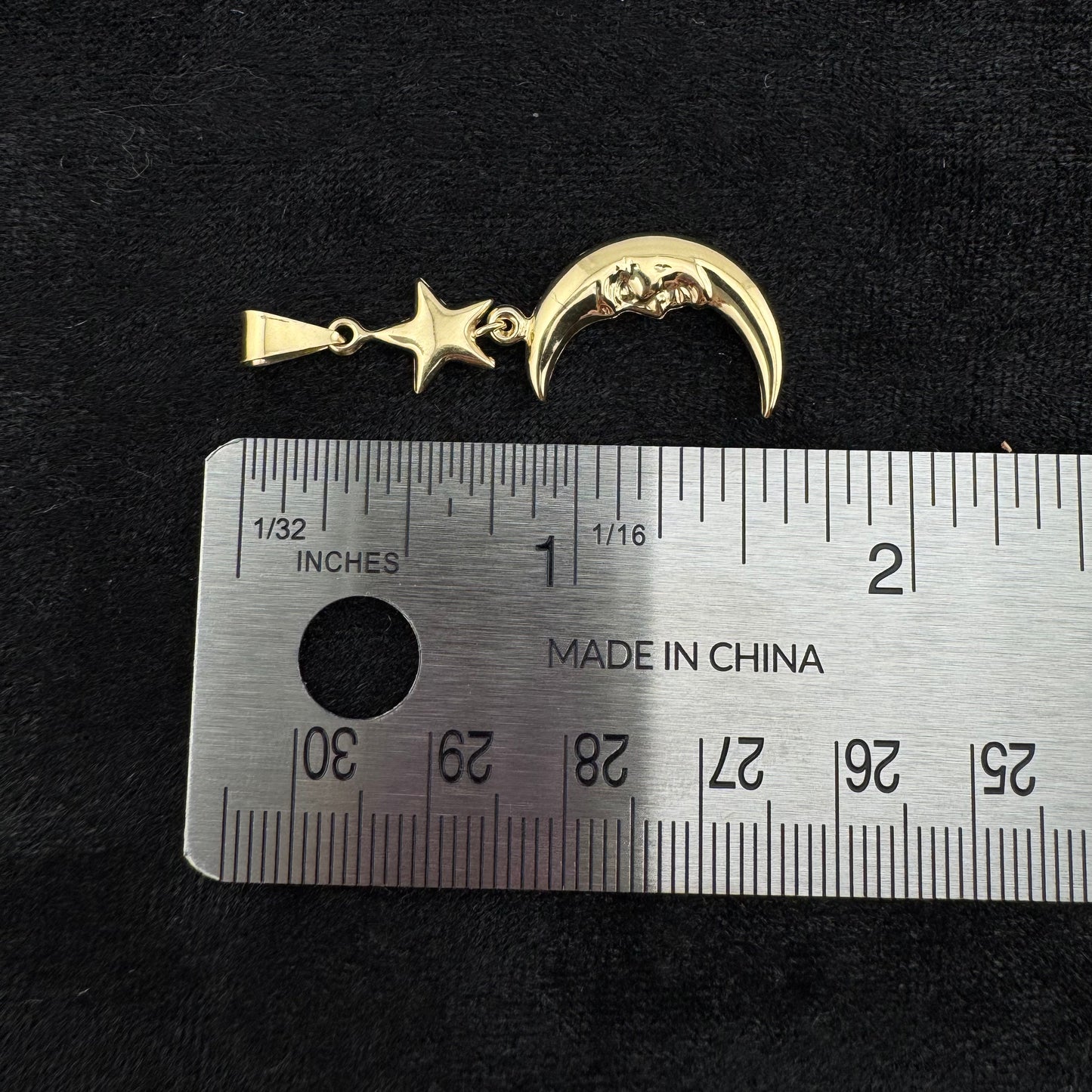 Vintage 14k Gold Crescent Moon and Star Pendant Charm Celestial Dangle