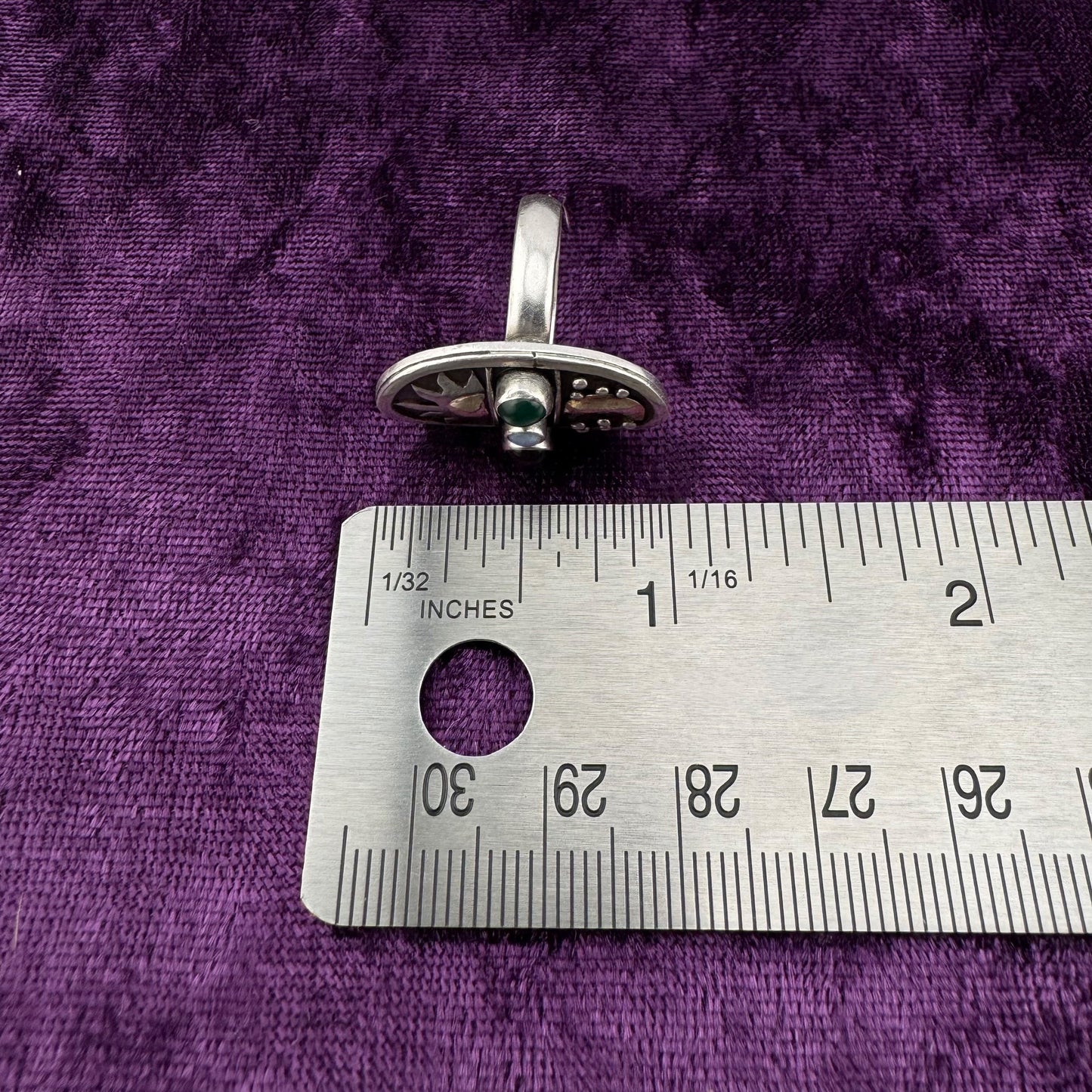 Vintage Whimsigoth Sterling Silver Sun Moon Celestial Gemstone Ring Size 5.75