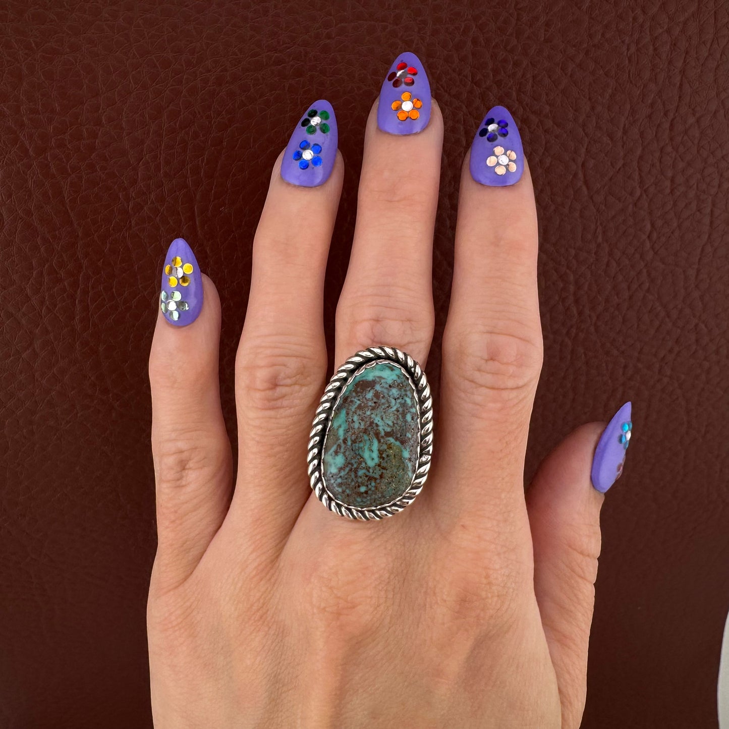 Vintage Sterling Silver Turquoise Southwestern Statement Signed Ring