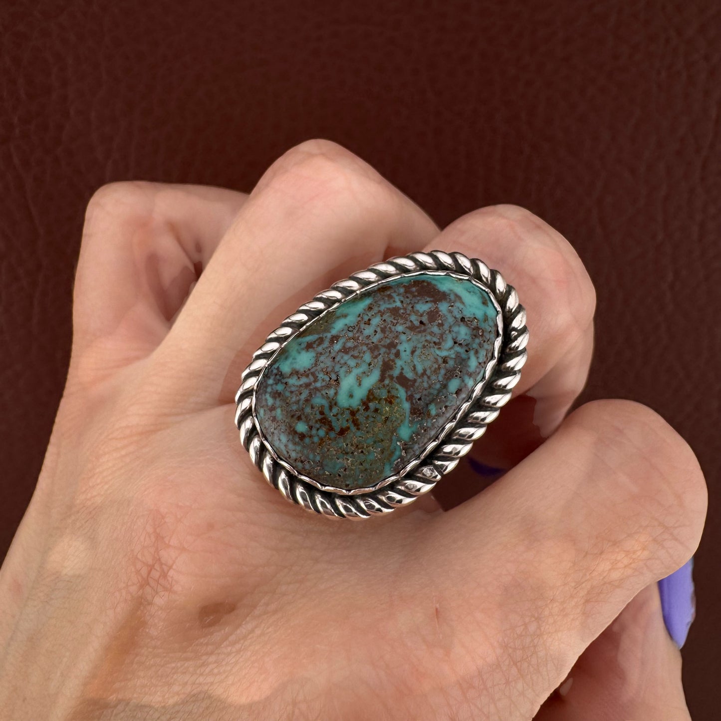 Vintage Sterling Silver Turquoise Southwestern Statement Signed Ring