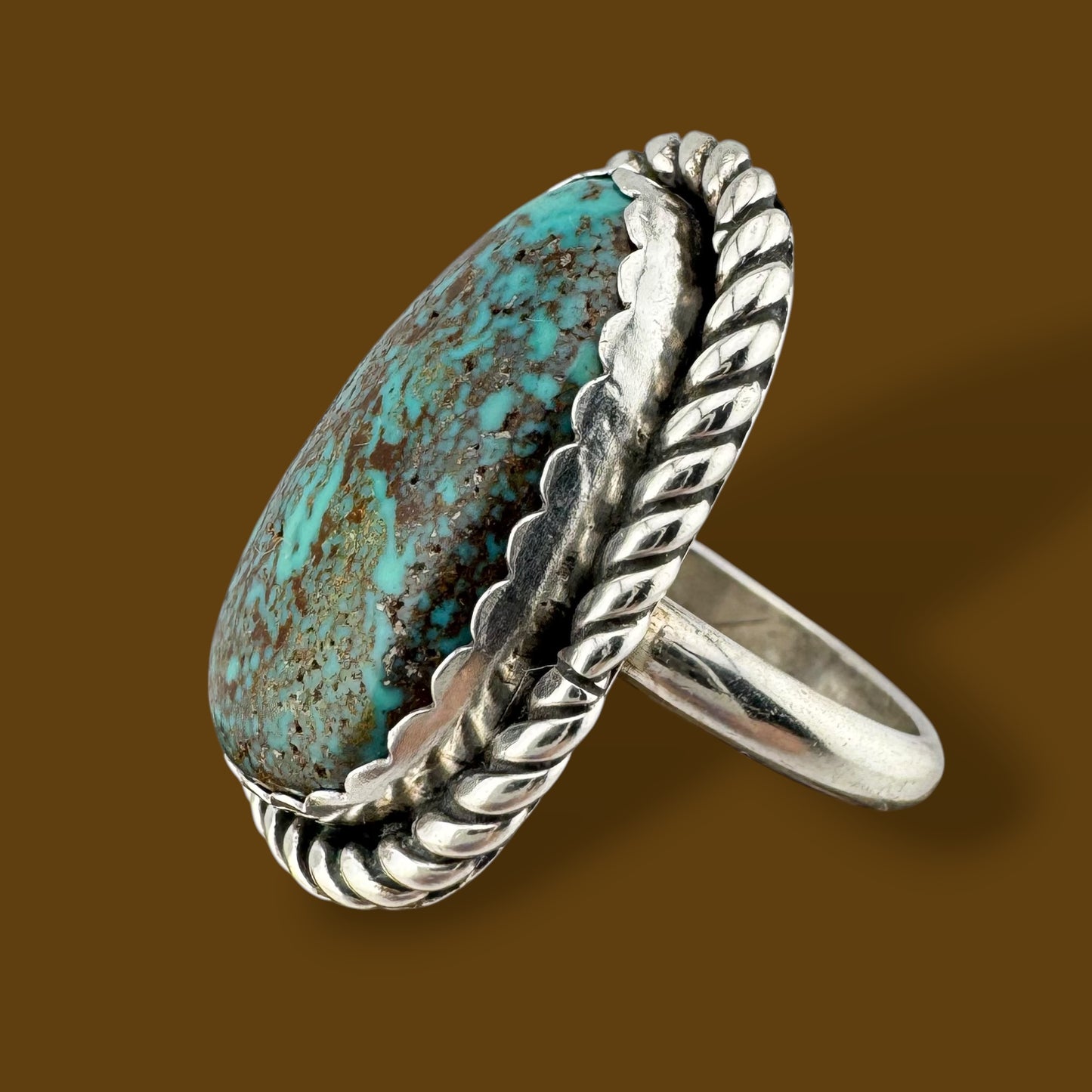 Vintage Sterling Silver Turquoise Southwestern Statement Signed Ring
