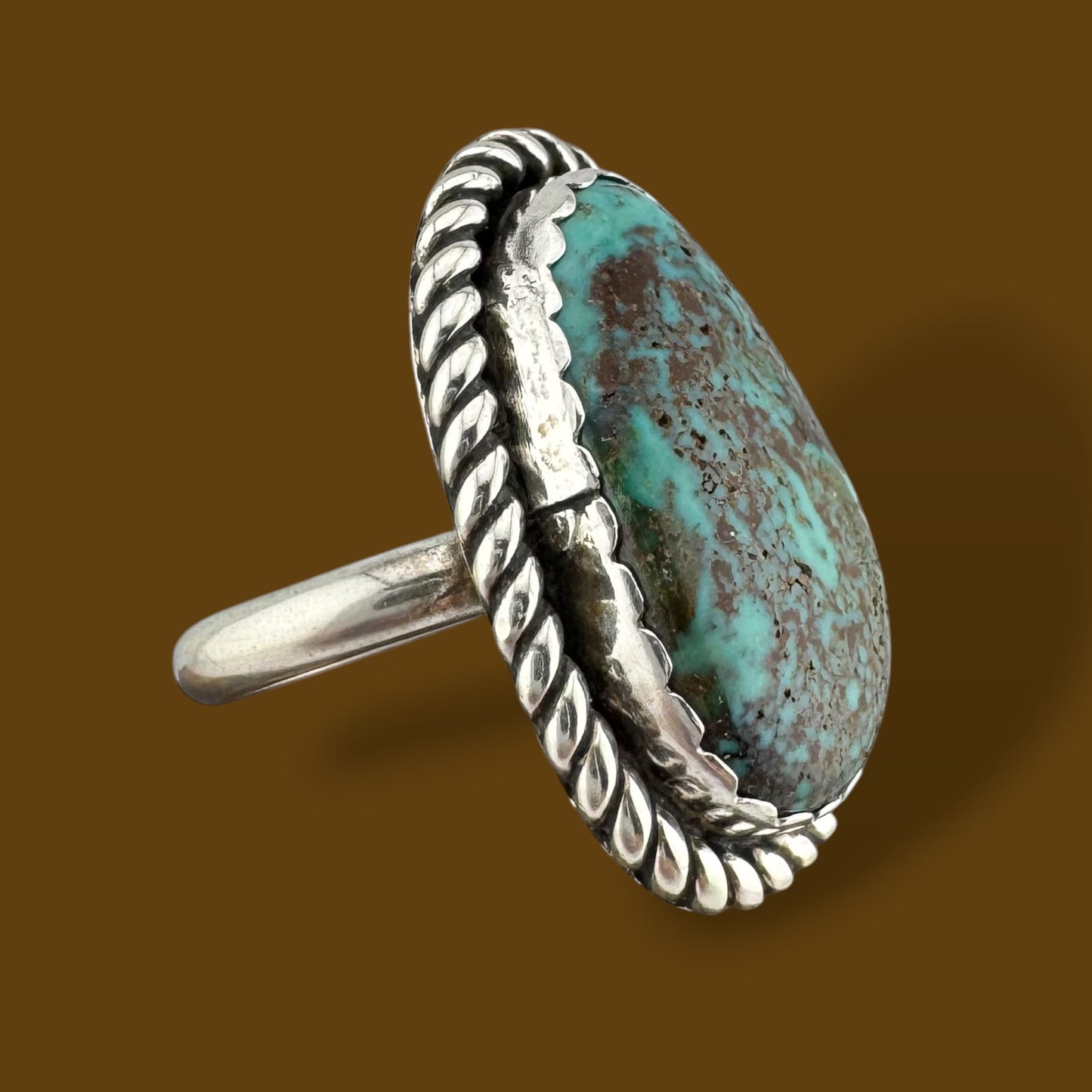Vintage Sterling Silver Turquoise Southwestern Statement Signed Ring