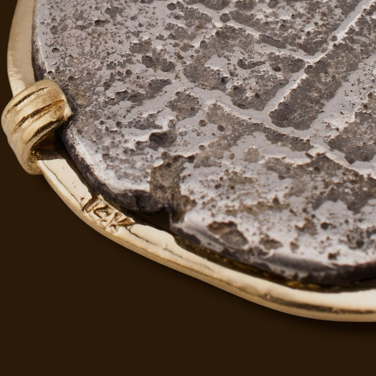 Vintage Spanish Reales Coin Pendant 14K Gold Bezel Necklace Antique Silver