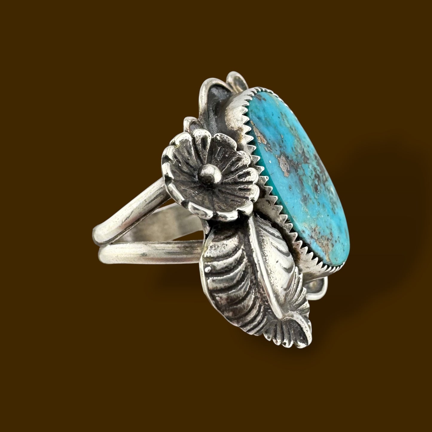 Vintage Southwestern Blue Turquoise Handmade Sterling Silver Ring
