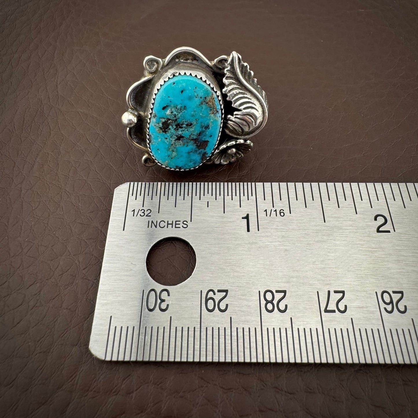 Vintage Southwestern Blue Turquoise Handmade Sterling Silver Ring