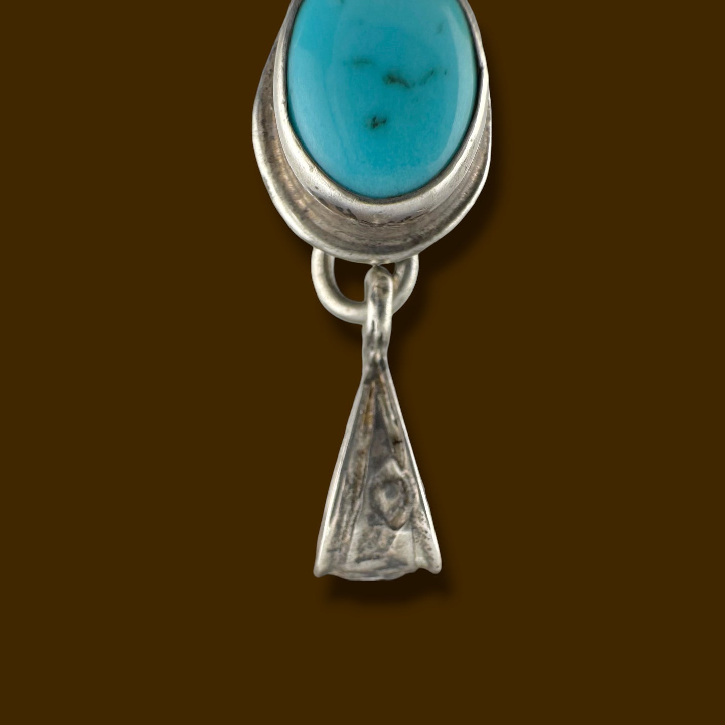 Vintage Southwestern Turquoise Pendant Sterling Silver Signed Charlotte