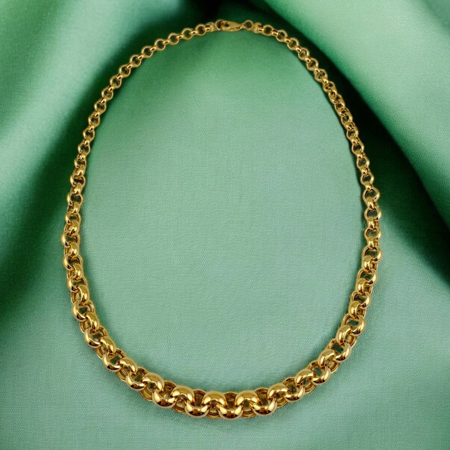 Vintage Estate 14 Karat Yellow Gold Rolo Chain with Graduated Round Links 18 inches