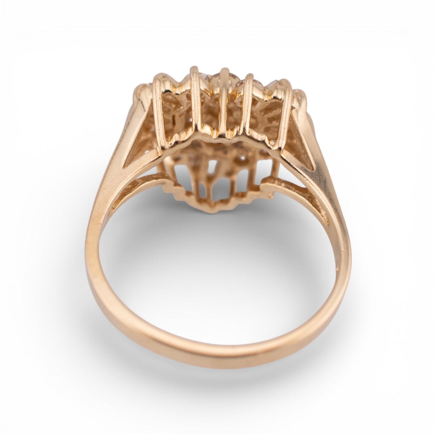 Vintage 14K Yellow Gold Round & Baguette Diamond Heart Ring 1.04 CTW