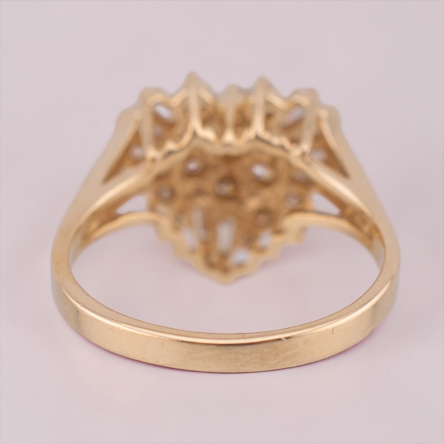 Vintage 14K Yellow Gold Round & Baguette Diamond Heart Ring 1.04 CTW