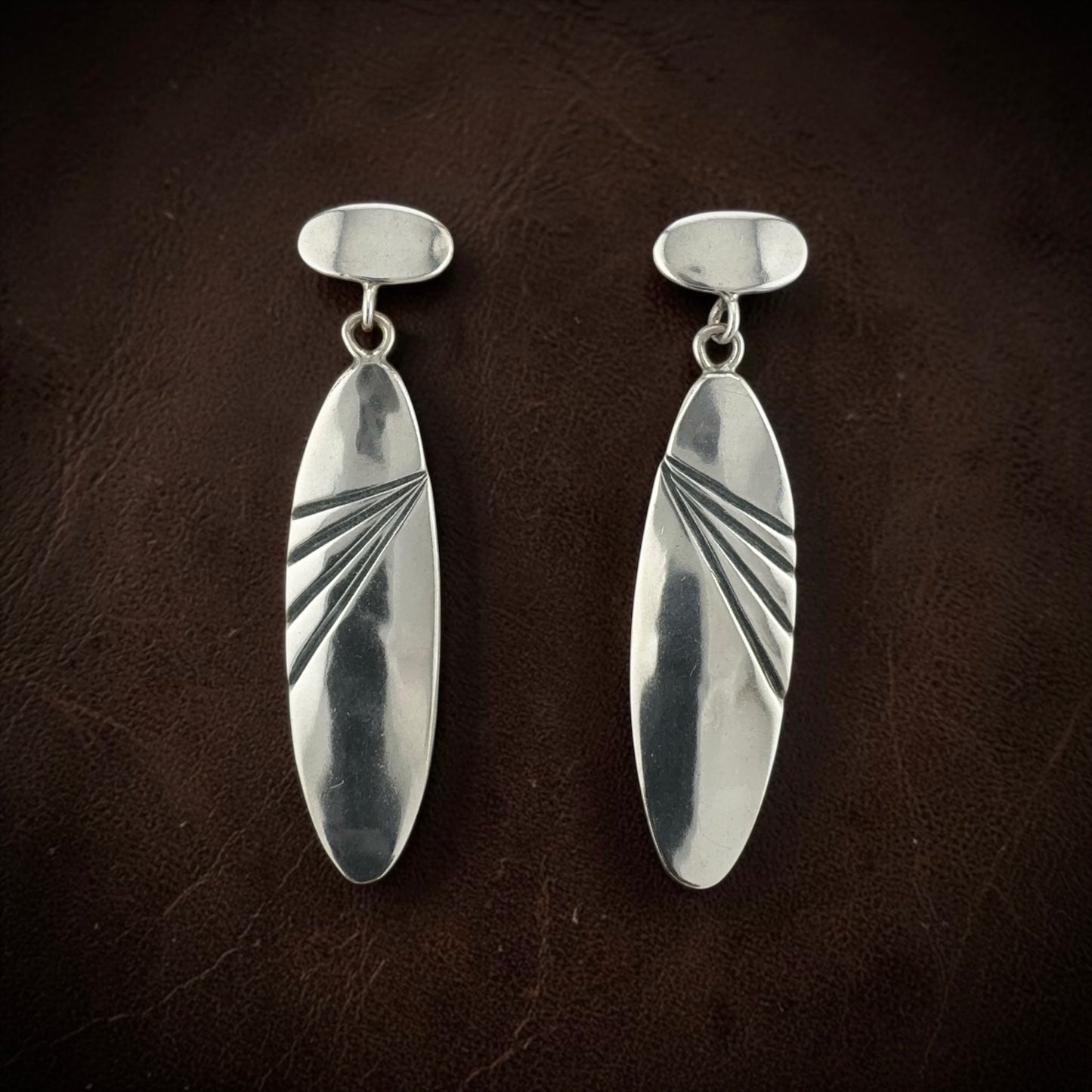 Vintage Sterling Silver Southwestern Sunburst Dangle Earrings