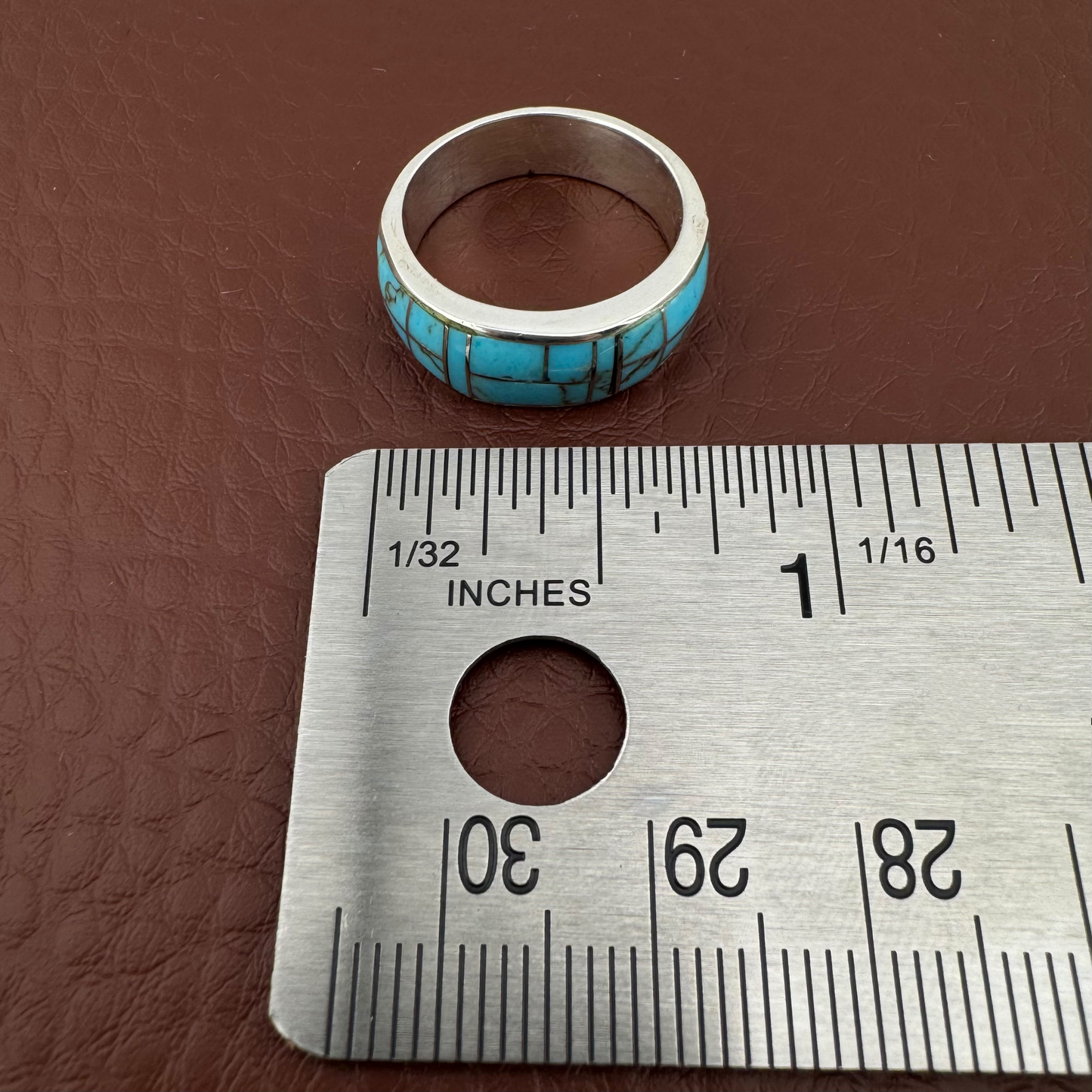 Vintage Sterling Silver Southwestern Turquoise Mosaic Inlay Ring
