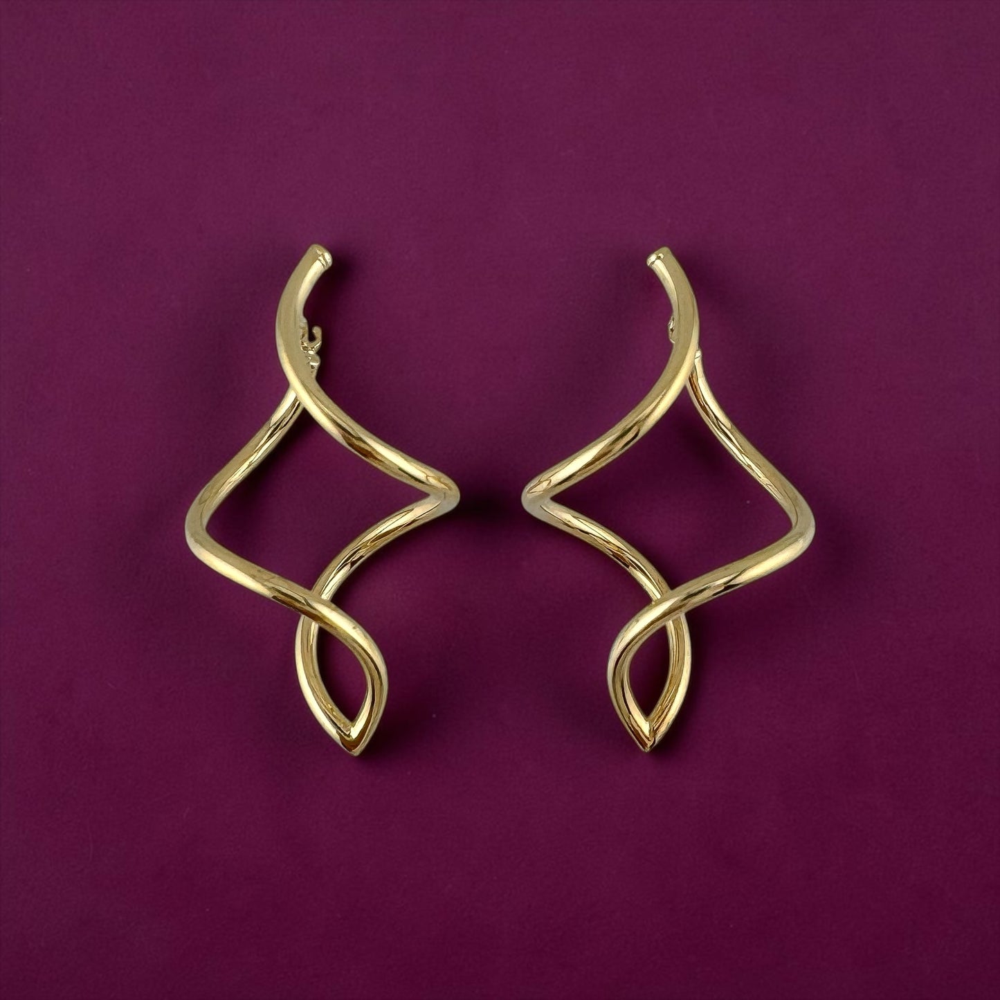 Vintage 14K Yellow Gold Spiral Twist Hoop Earrings 1.7g 1.27" 19mm