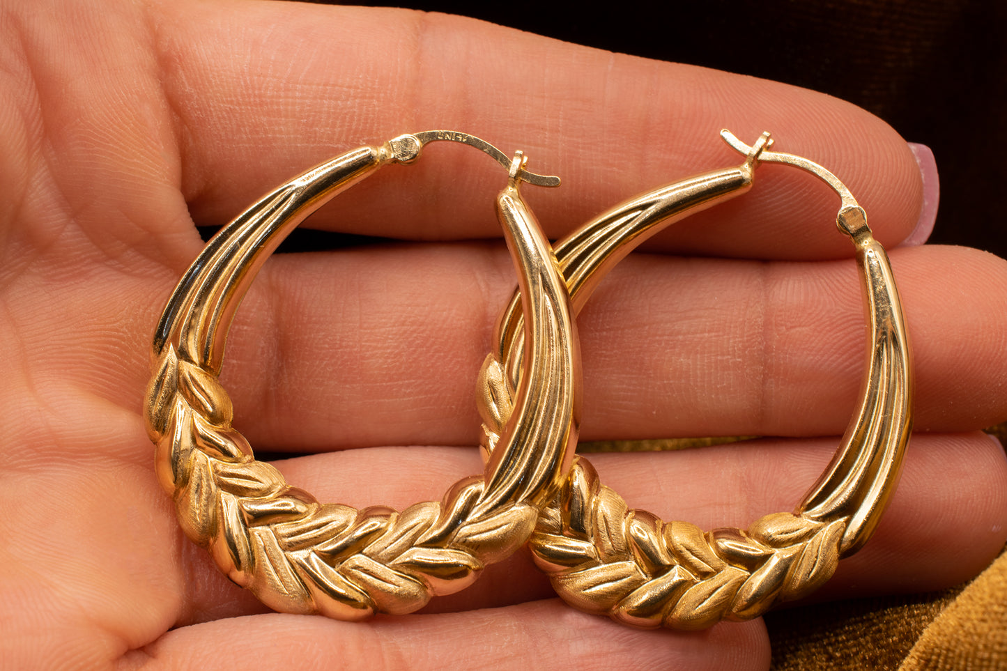 Vintage 14k Braided Hoops